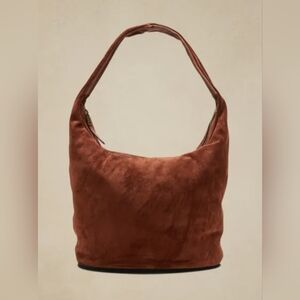 Banana Republic Suede Cognac Hobo Bag with Soft Texture and Slouchy Shape